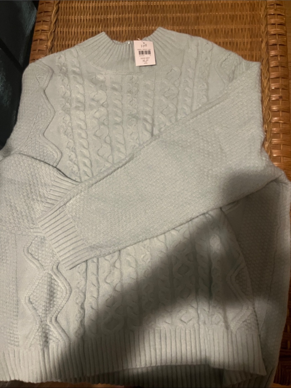 J. Jill Pale Blue Cable-Knit Turtleneck Sweater